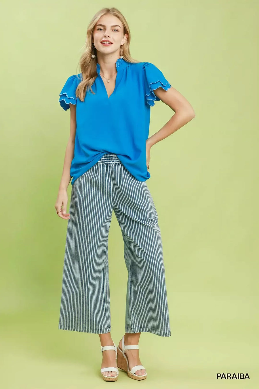 Umgee Scalloped Ruffle Sleeve Top - Glamourous Grace