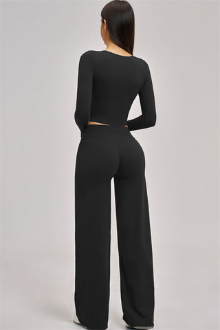 The Swoon Long Sleeve Crop top Flared Leggings 2-Piece Set