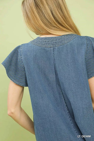 Umgee Cap Sleeve Denim Top - Glamourous Grace