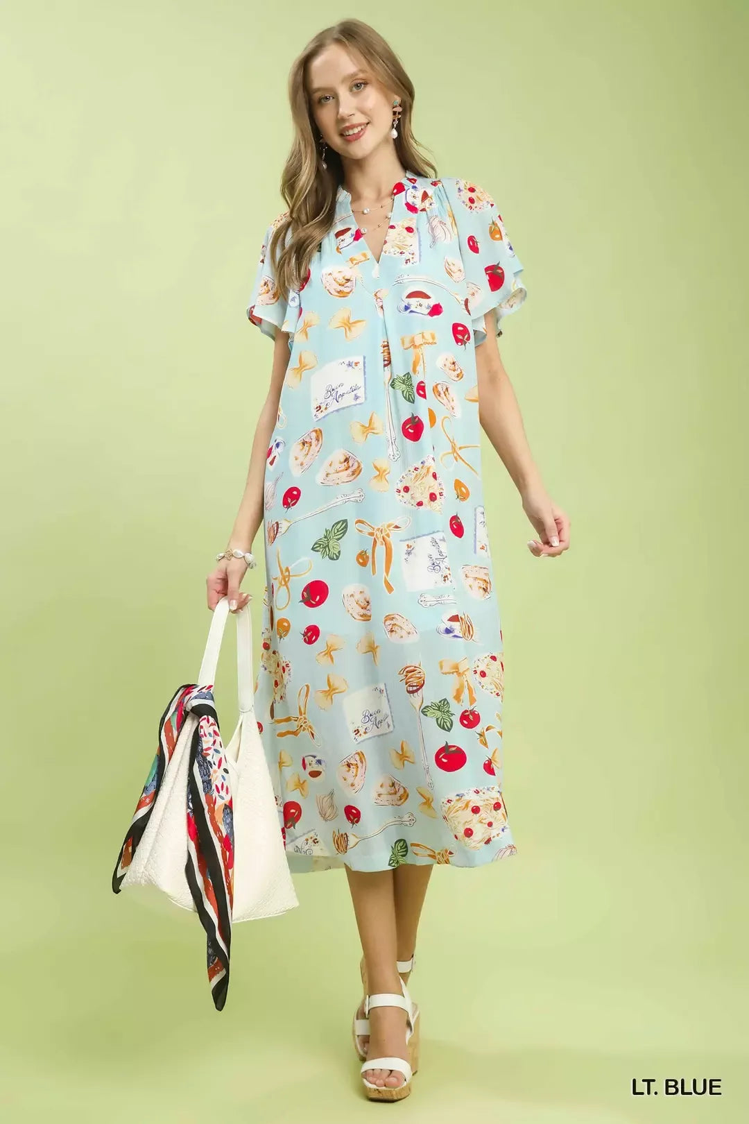 Umgee Abstract Print Flutter Sleeve Midi Dress - Glamourous Grace