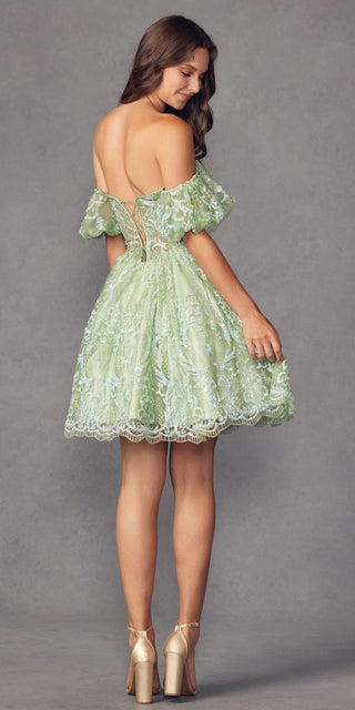 Juliet 891 dress Short Off Shoulder Puff Sleeve Corset Bodice A-Line Dress