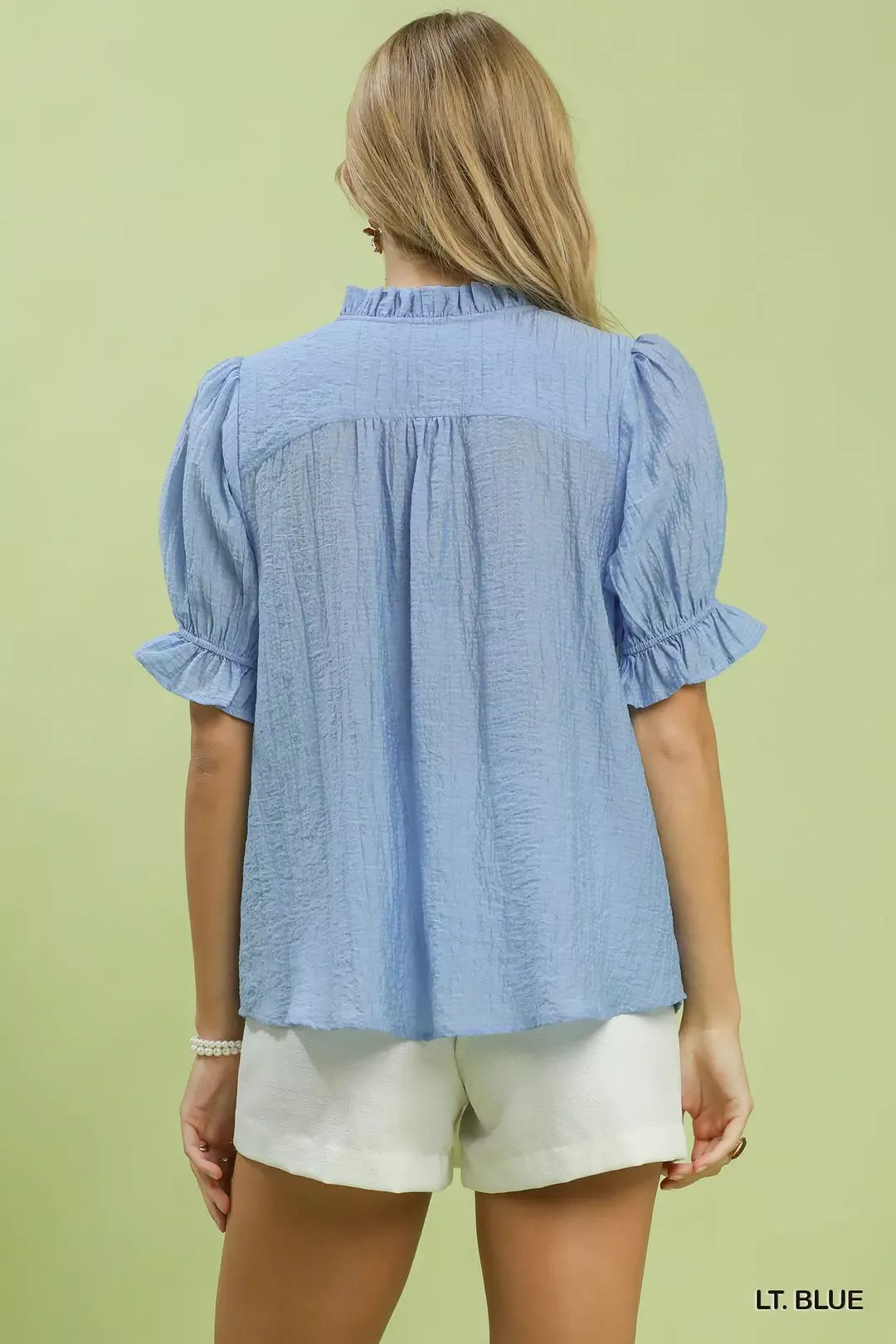 Umgee Textured Button-Front Puff Sleeve Top - Glamourous Grace