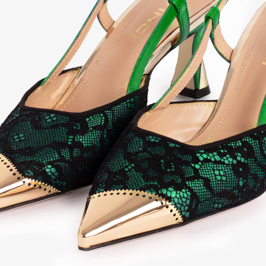 The Bali Green Leather Slingback Women Sandal - Glamourous Grace