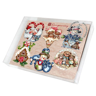 Merry Christmas Decorative Eco Wood Magnets Set of 6 by Jamie Mills-Price - Christmas Decor - 8090136G-S6-MP