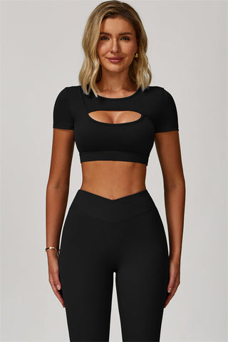 The Lavish Cut-out Crop Top Leggings 2-Piece Set