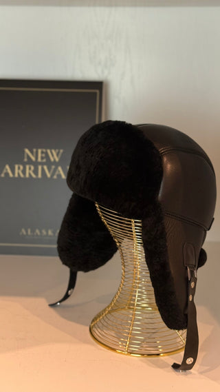 Genuine Leather Shearling Hat Unisex