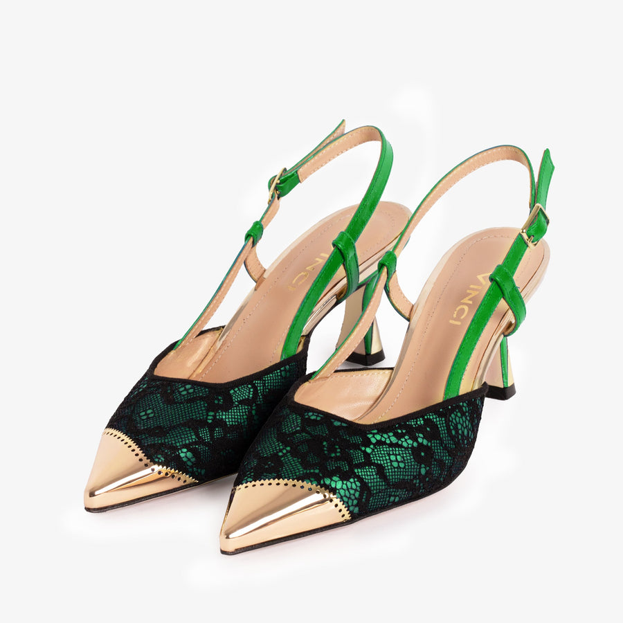 The Bali Green Leather Slingback Women Sandal - Glamourous Grace