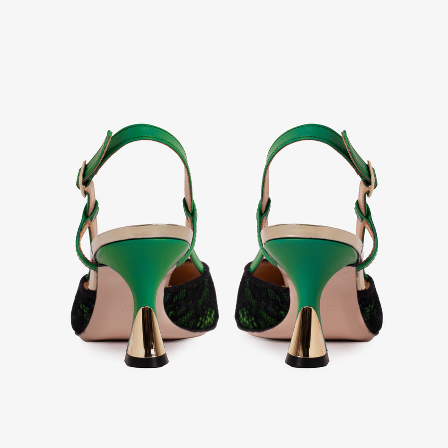 The Bali Green Leather Slingback Women Sandal - Glamourous Grace