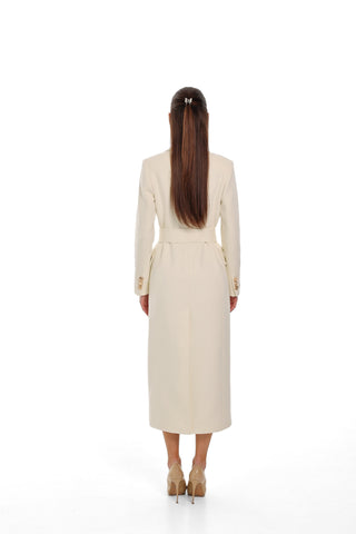 Alaska Longline Cashmere Wool Blend Coat in Ivory