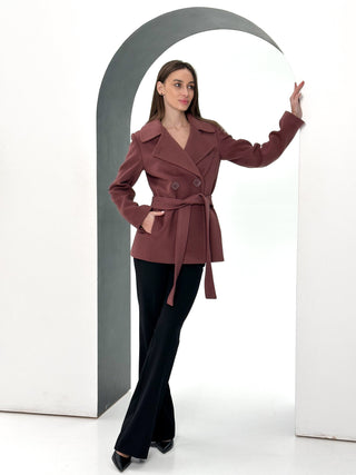 Lyndale Cashmere Wool Blend Coat in Sangria
