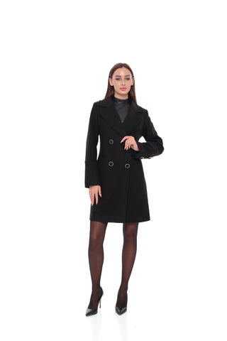 Zuri Cashmere Blend Overcoat in Black