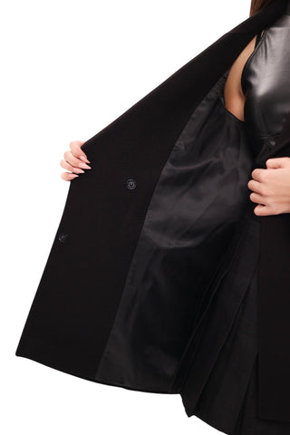 Karina Midi Cashmere Wool Blend Coat In Black