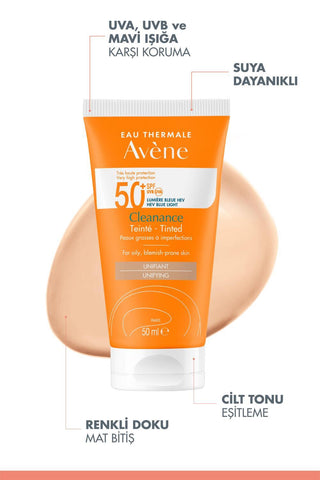 Avene Cleanance SPF 50+ Colored Sunscreen for Oily & Acne-Prone Skin - Non-Greasy, Tinted Protection - Glamourous Grace