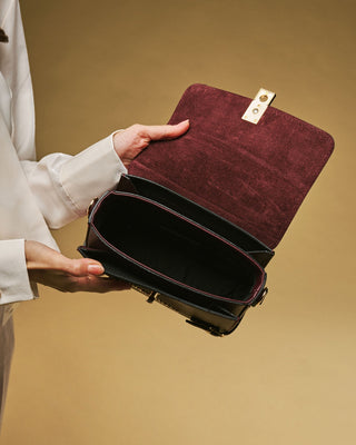 Mirella (eggplant) - Italian calf leather women's crossbody bag (with shoulder strap) - Glamourous Grace