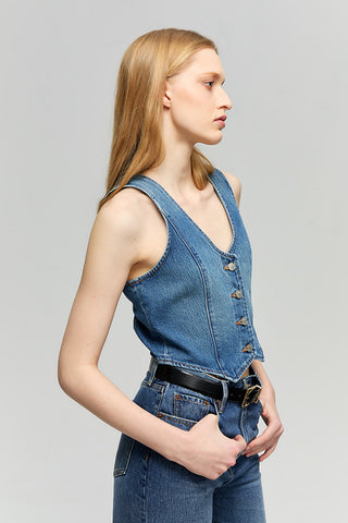 Blue Horizon Denim Vest HJ903 - Glamourous Grace
