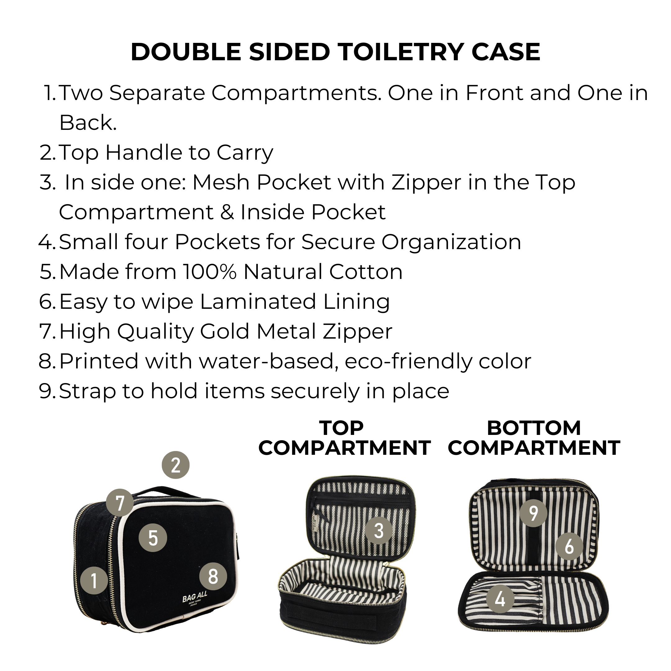 Double-Sided Makeup Case – Black - Glamourous Grace