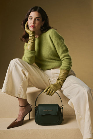 Ottavia (green) - Italian calf leather women's crossbody bag (with shoulder strap) - Glamourous Grace
