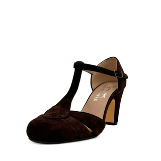 Mulberry Suede T-Strap Heels - Glamourous Grace