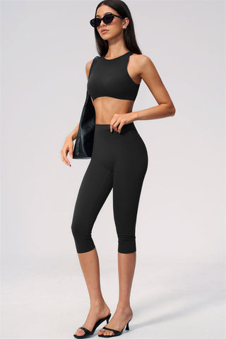 The Twirl Open Back Sports Bra Capri Leggings 2-Piece Set