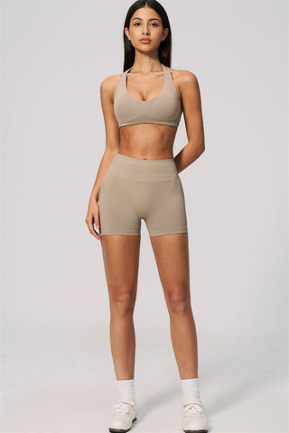 The Velvetine Halter Sports Bra Shorts 2-Piece Set