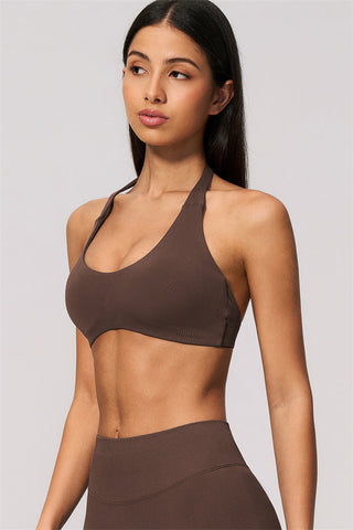 The Velvetine Halter Sports Bra Flared Leggings 2-Piece Set