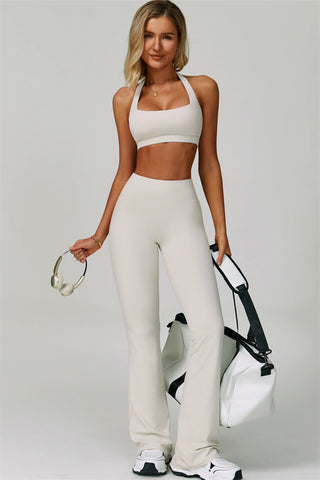The Bold Halter Sports Bra Flared Leggings 2-Piece Set