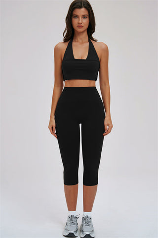 The Twirl Halter Tank Top Capri Leggings 2-Piece Set