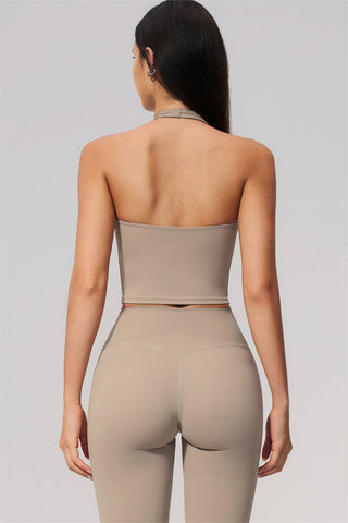 The Twirl Wide Strap Halter Crop Top Capri Leggings 2-Piece Set