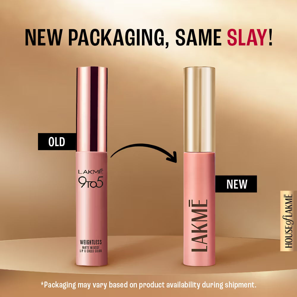 Lakme 9 To 5 Double Duty Lip & Cheek Mousse Matte Lipstick & Soft Blush, Blush Velvet