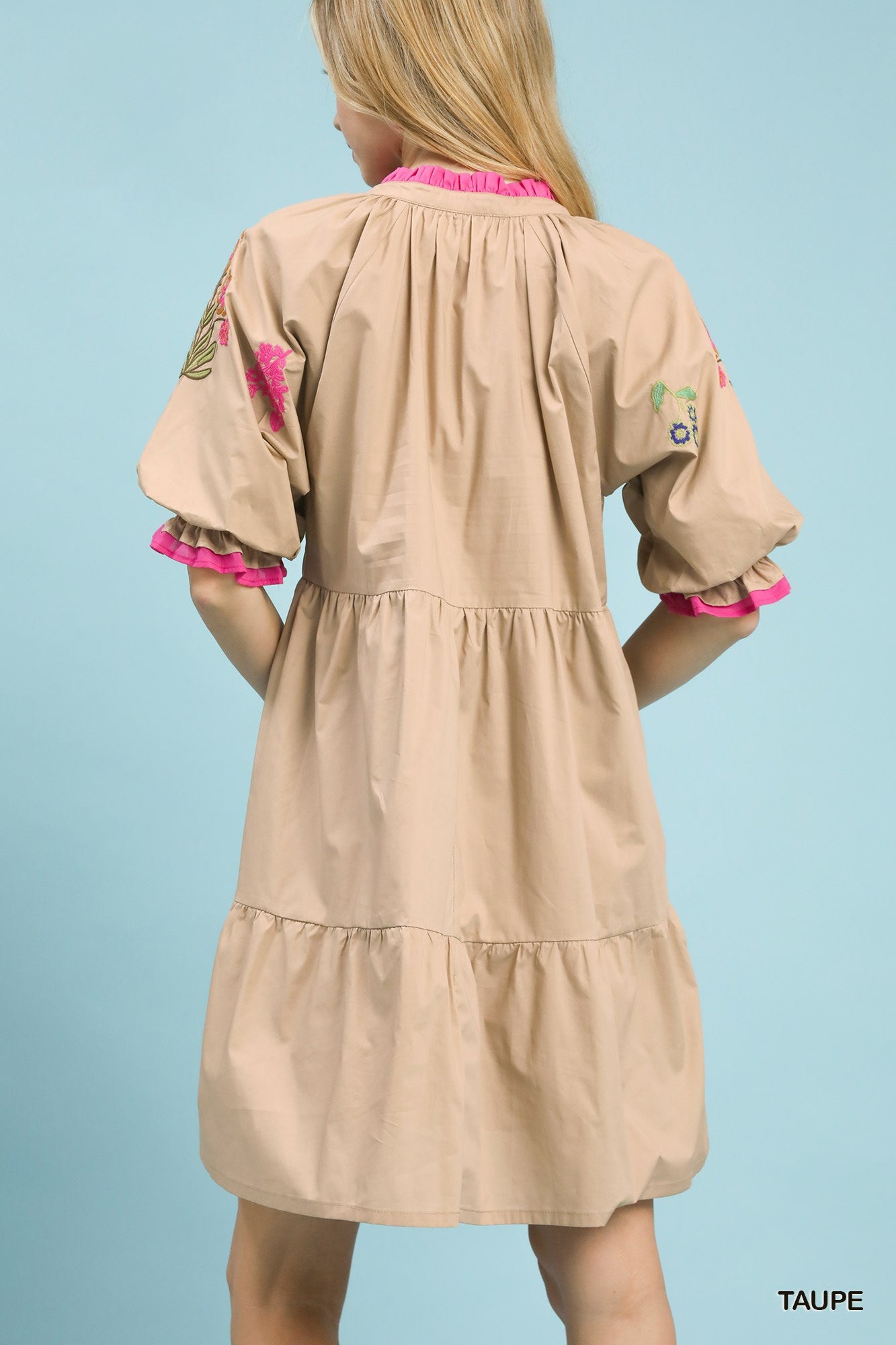 Umgee Embroidered Floral Tiered Dress - Glamourous Grace