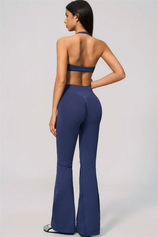 The Velvetine Halter Sports Bra Flared Leggings 2-Piece Set