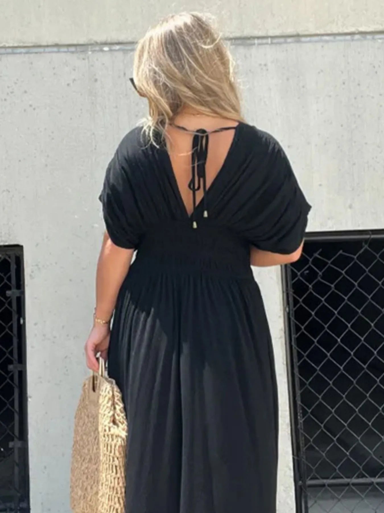 Full Size Deep V-Neck Maxi Dress with Side Slit Plus Size - Glamourous Grace