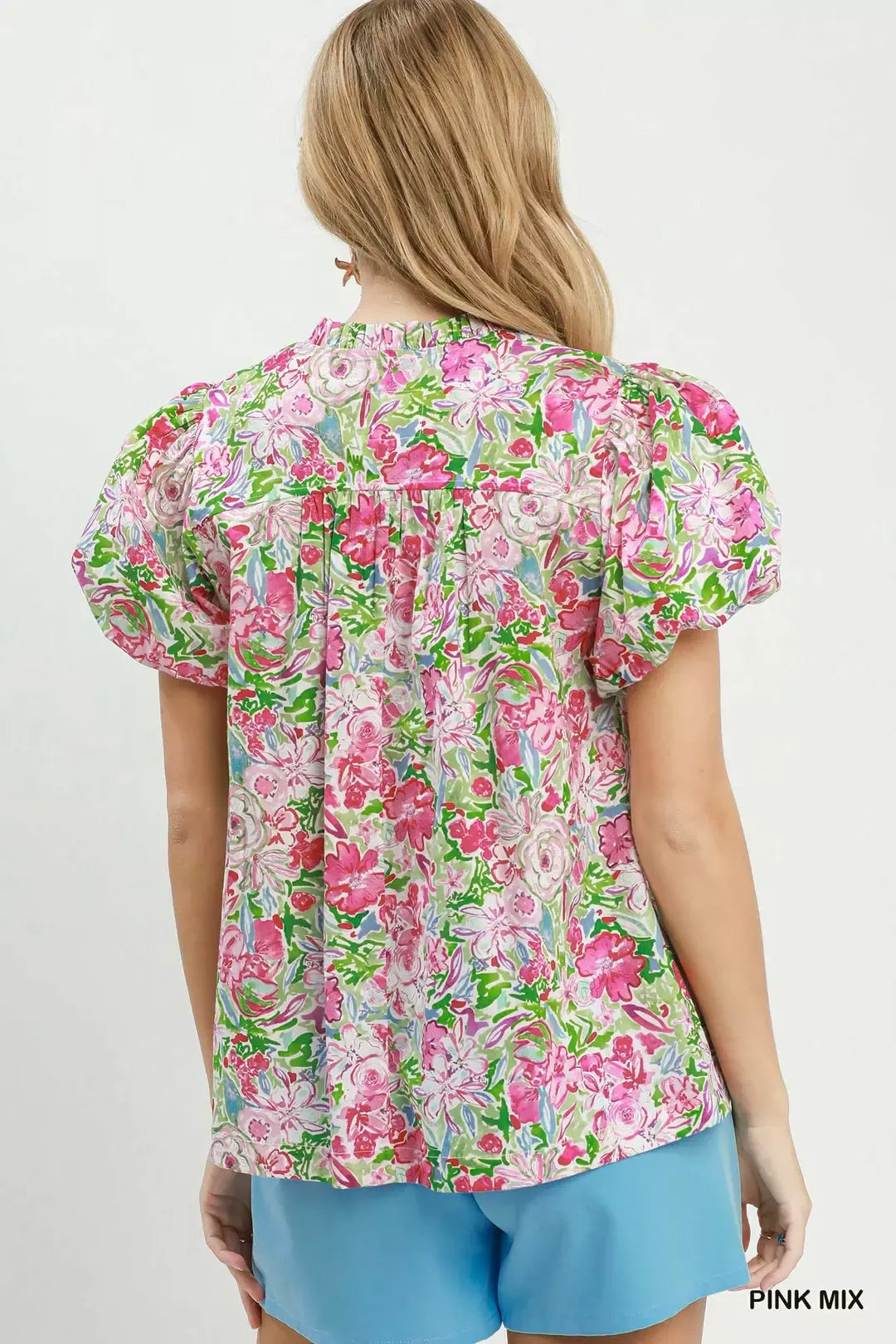 Umgee Floral Puff Sleeve Blouse - Glamourous Grace