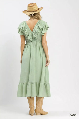 Umgee Textured Ruffle Midi Dress - Glamourous Grace