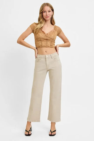 RISEN Tummy Control Mid Rise Ankle Straight Jeans