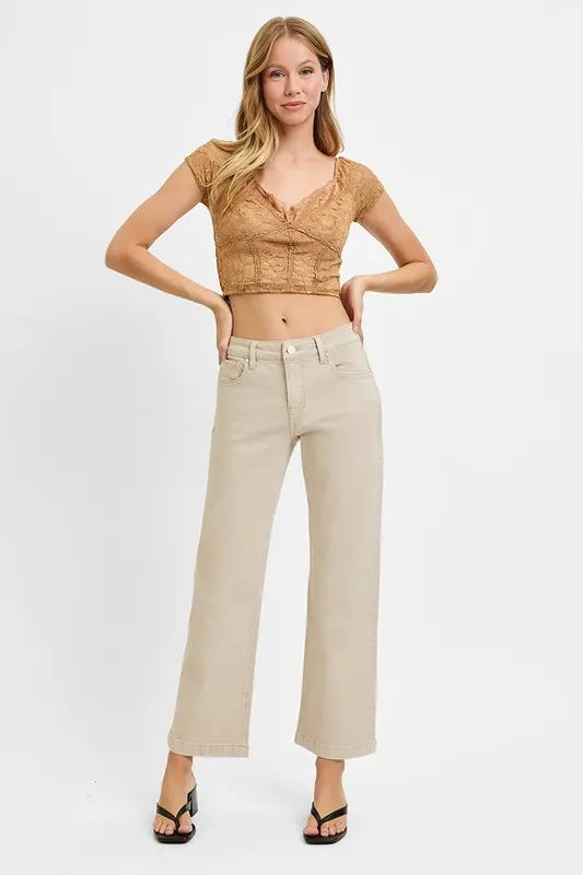 RISEN Tummy Control Mid Rise Ankle Straight Jeans