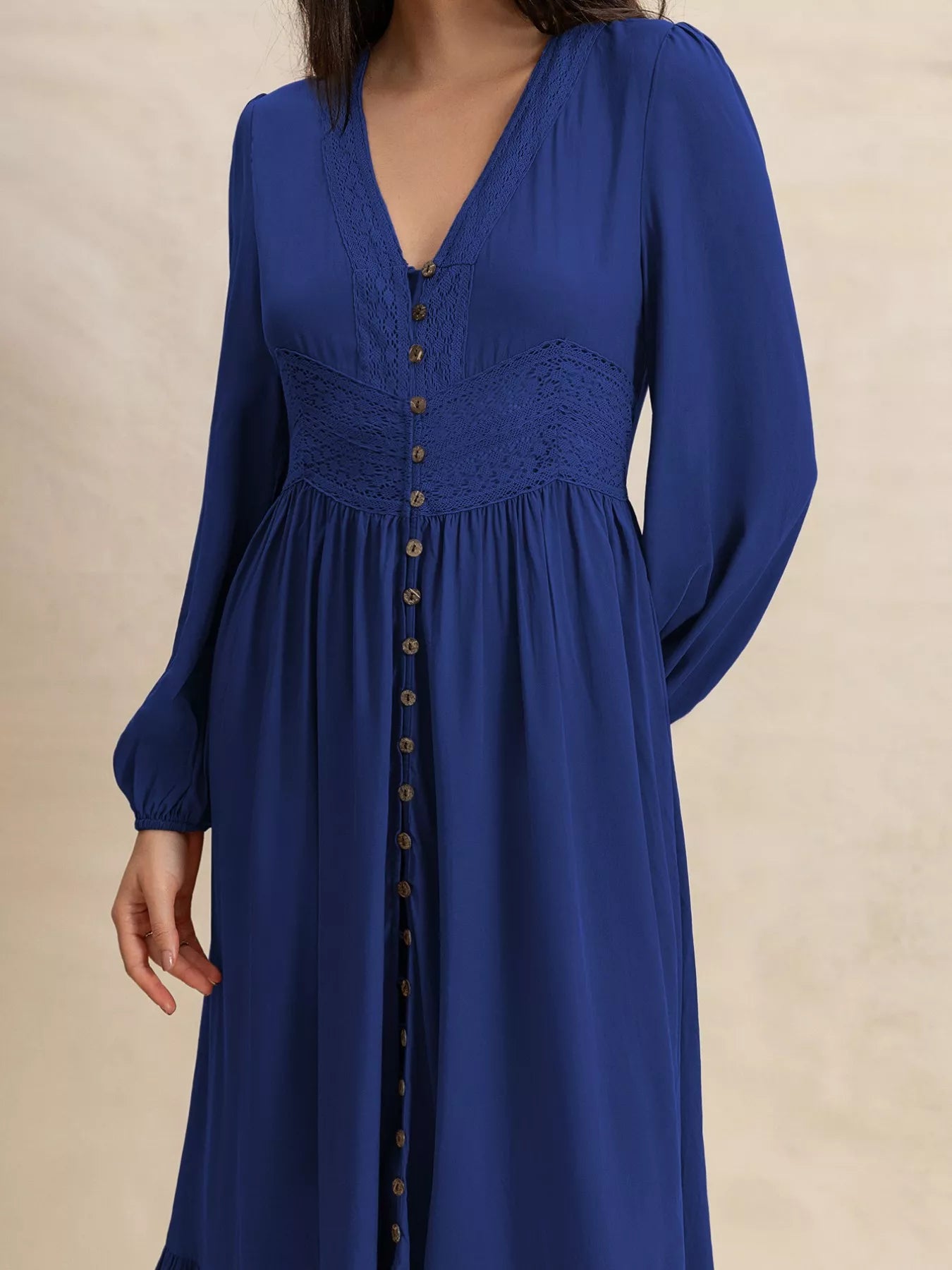 Plus Size Slit V-Neck Long Sleeve Maxi Dress - Glamourous Grace