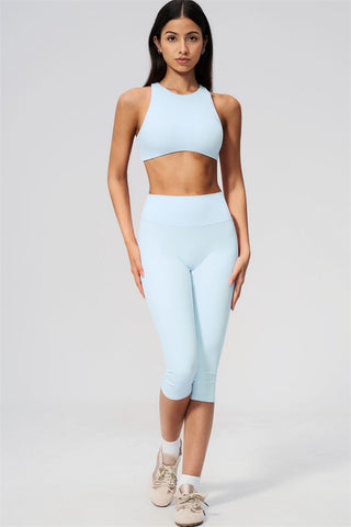 The Twirl Open Back Sports Bra Capri Leggings 2-Piece Set