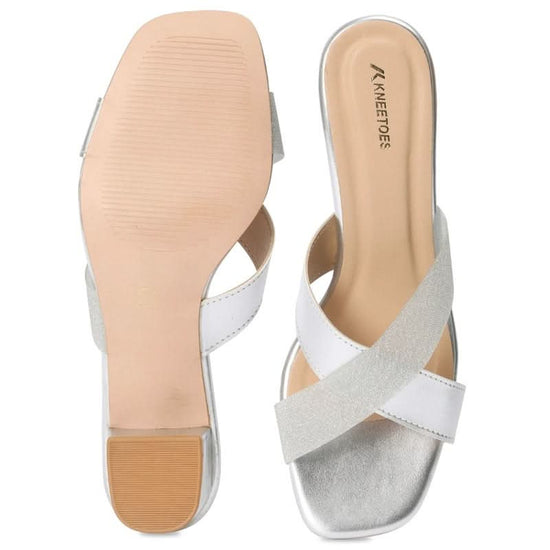 Clara - Silver Block Heels