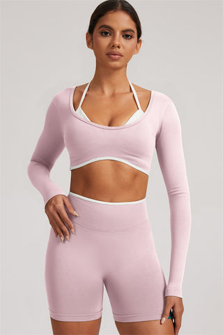 The Elevate Long Sleeve Crop top Shorts 2-Piece Set