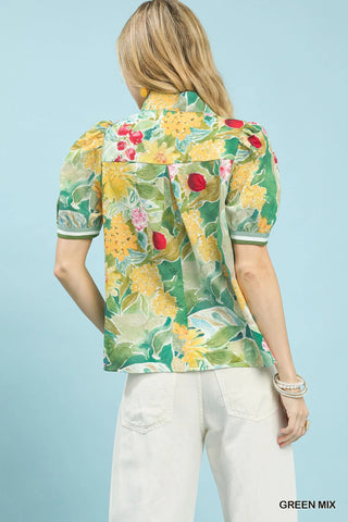 Umgee Jacquard Bloomscape Print Top - Glamourous Grace