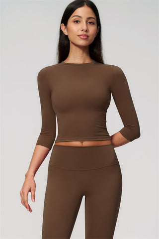 The Natalia Half-Sleeve Top Capri Leggings 2-Piece Set