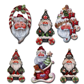 Magical Baby Santa Decorative Eco Wood Magnets Set of 6 by Jamie Mills-Price - Christmas Santa Snowman Décor - 8090051G-S6
