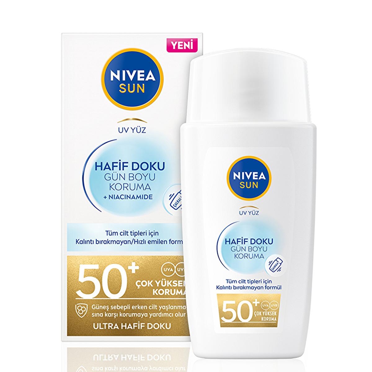 Nivea Sun SPF50 Face Cream: Lightweight, Non-Greasy Anti-Aging Sunscreen for Daily Use & Oily Skin - Broad Spectrum Sun Protection - Glamourous Grace