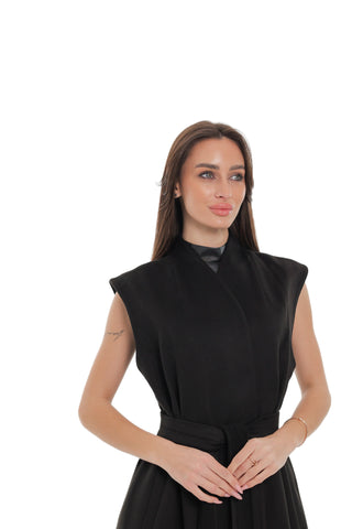 Eileen Cashmere Blend Longline Vest in Black