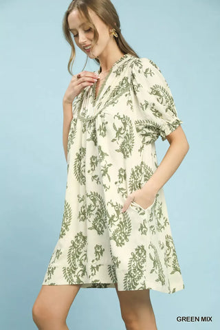 Umgee Mix Paisley Scallop Trim Dress - Glamourous Grace
