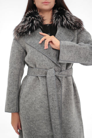 Genuine Silver Fox Virgin Wool Coat