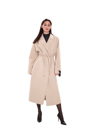 Margaret Premium Lana Wool Cashmere Coat in Royal Creme