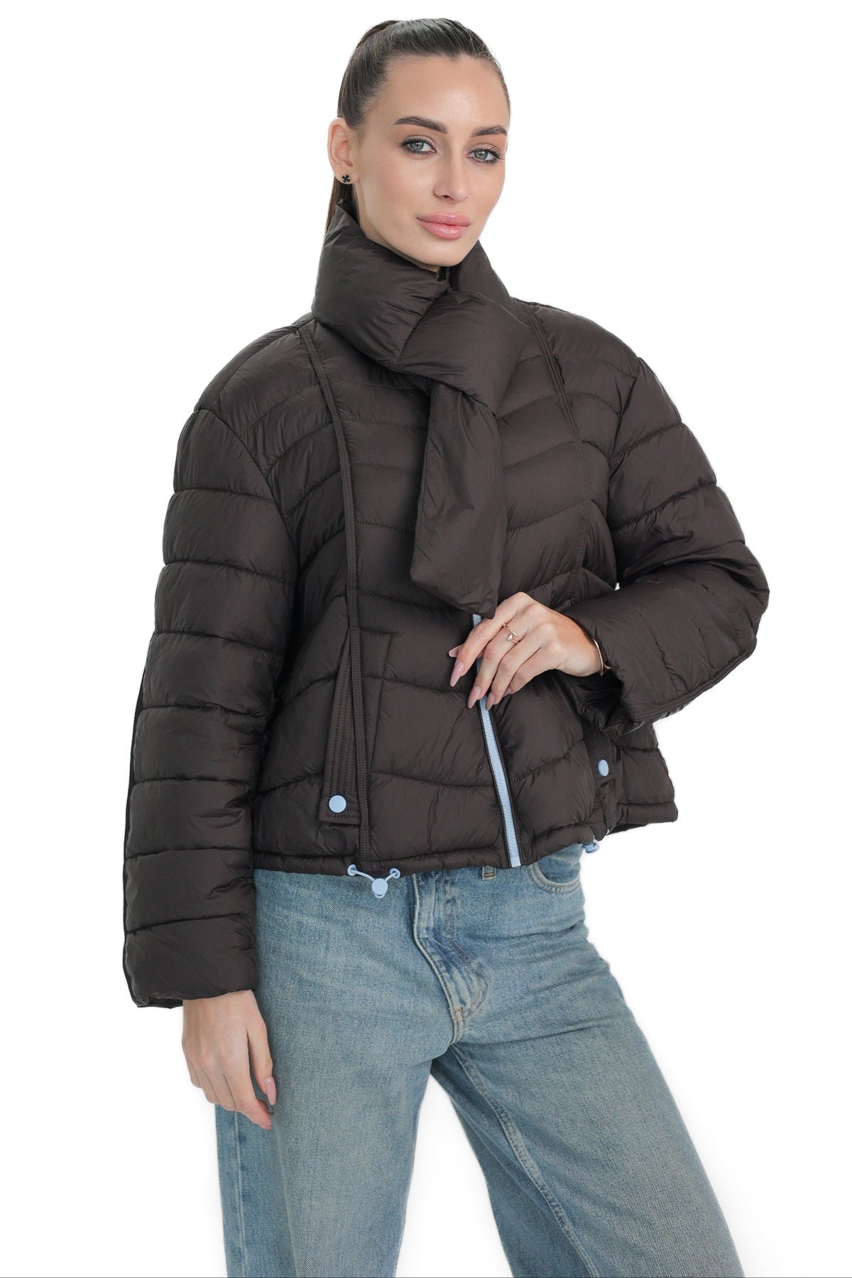 Lightweight Transitional Jacket with Detachable Scarf