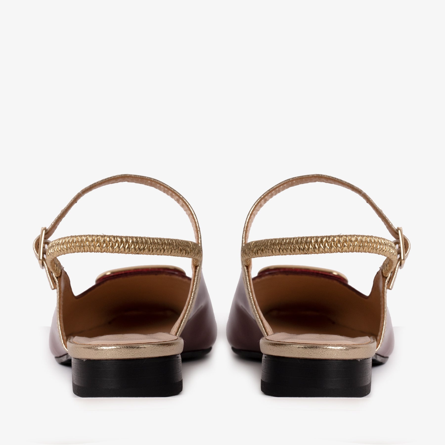 The Rosalinda Burgundy Patent Leather Women Flat Slingback Sandal - Glamourous Grace